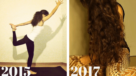 Image of my hair growth difference between 2015 and 2017