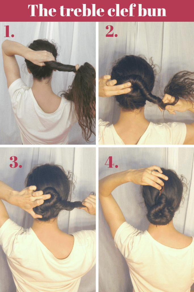 Looking for hairstyle inspiration? If your hair is long enough, you could try the treble clef bun! This step by step tutorial shows you how to do it. Click through for a more detailed explanation!