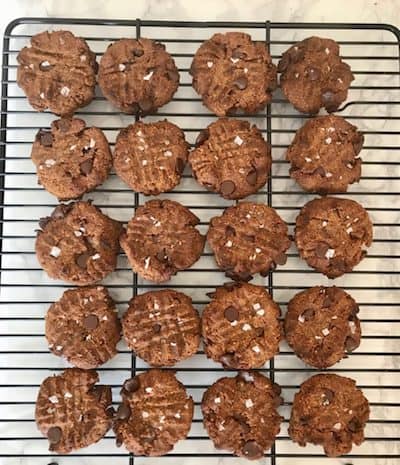 Image of freshly baked peanut butter cookies, another quick recipe for a sugar-free dessert without added sweetener